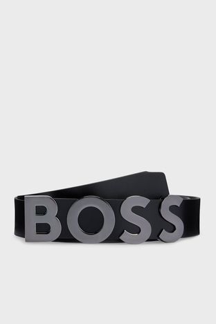 Boss - Boss Logolu Hakiki Deri Erkek Kemer 50471128 001 SİYAH