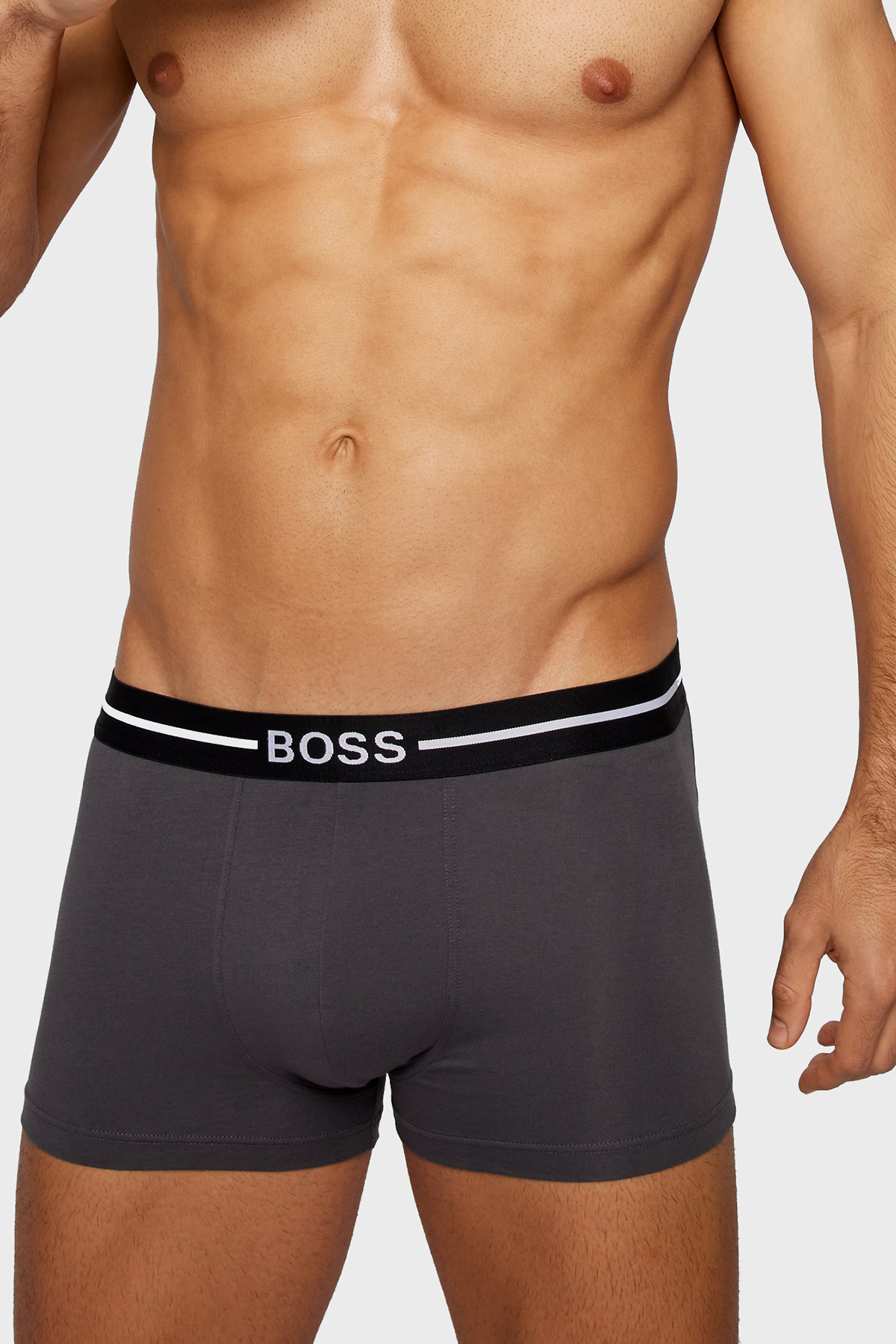 Boss Logolu Streç Pamuklu 3 Pack Erkek Boxer 50460261 975 Gri-Lacivert-Siyah