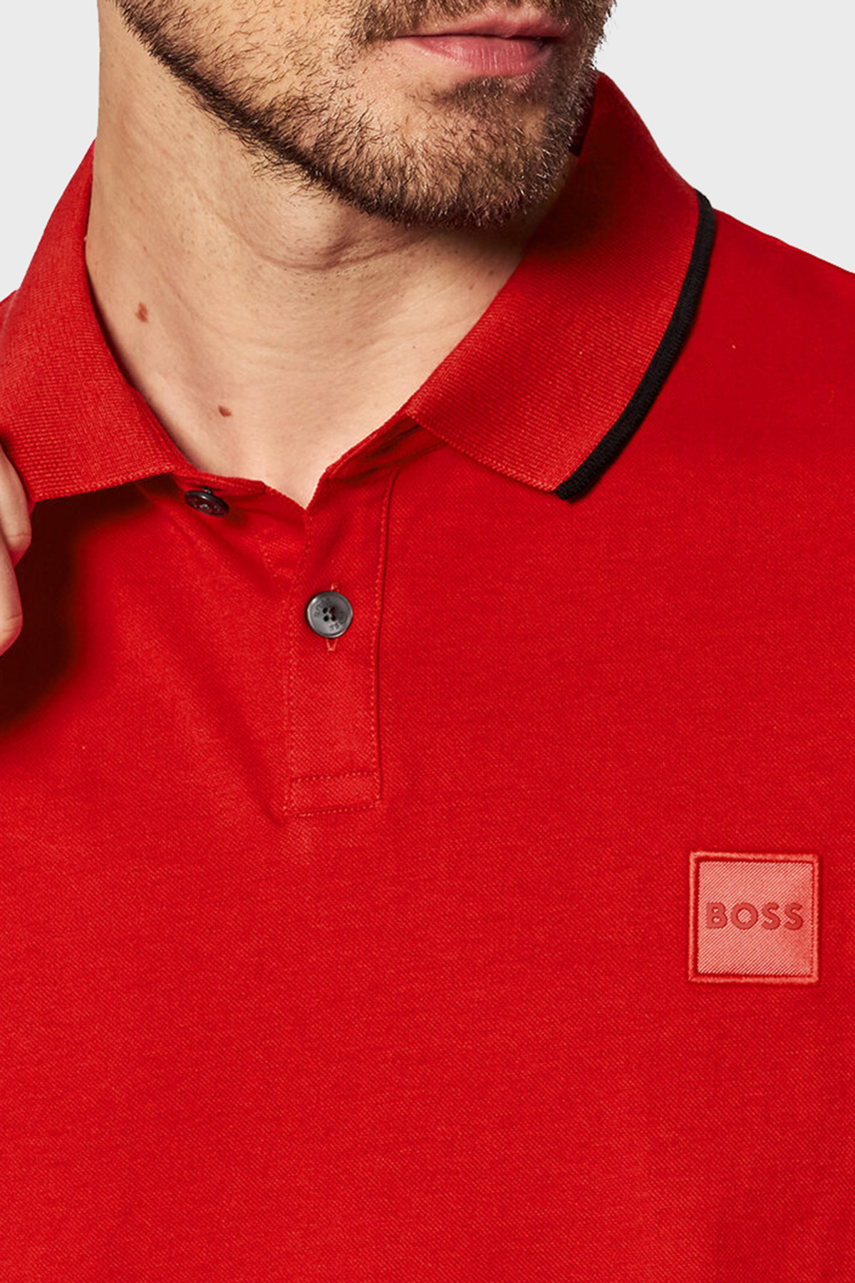 Boss Logolu Streç Pamuklu Düğmeli Slim Fit T Shirt Erkek Polo 50472665 623 KIRMIZI