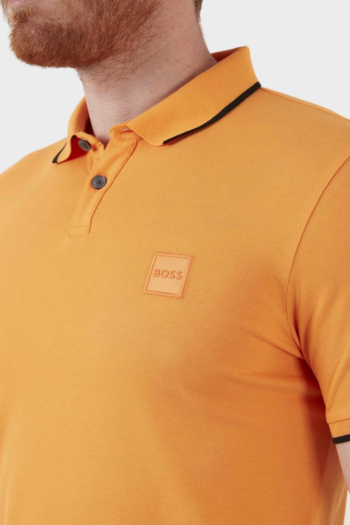 Boss Logolu Streç Pamuklu Düğmeli Slim Fit T Shirt Erkek Polo 50472665 815 TURUNCU