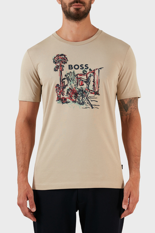 Boss - Boss Pamuklu Jarse Regular Fit Bisiklet Yaka Erkek T Shirt 50478229 275 BEJ