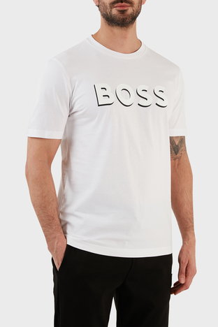 Boss - Boss Pamuklu Regular Fit Bisiklet Yaka Erkek T Shirt 50481611 100 BEYAZ (1)