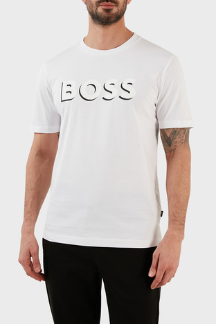 Boss - Boss Pamuklu Regular Fit Bisiklet Yaka Erkek T Shirt 50481611 100 BEYAZ