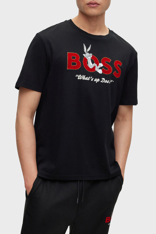 Boss - Boss Pamuklu Regular Fit Bisiklet Yaka Erkek T Shirt 50485386 001 SİYAH