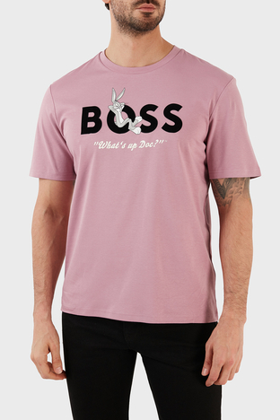 Boss - Boss Pamuklu Regular Fit Bisiklet Yaka Erkek T Shirt 50485386 686 GÜL KURUSU