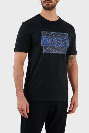 Boss - Boss Pamuklu Regular Fit Bisiklet Yaka Erkek T Shirt 50489334 404 LACİVERT (1)