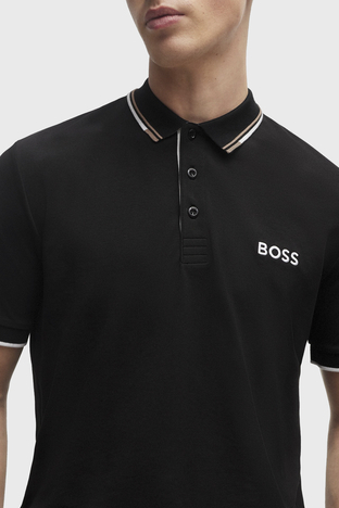 Boss - Boss Pamuklu Regular Fit Düğmeli Erkek Polo Yaka T Shirt 50469102 002 SİYAH (1)
