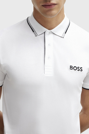 Boss - Boss Pamuklu Regular Fit Düğmeli Erkek Polo Yaka T Shirt 50469102 100 BEYAZ (1)