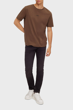 Boss - Boss Pamuklu Relaxed Fit Bisiklet Yaka Erkek T Shirt 50473278 217 KAHVE (1)