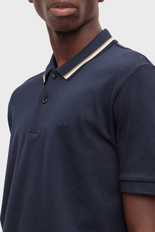 Boss - Boss Pamuklu Slim Fit Düğmeli Erkek Polo Yaka T Shirt 50469360 404 LACİVERT (1)