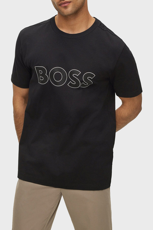 Boss - Boss Pamuklu Streç Regular Fit Bisiklet Yaka Erkek T Shirt 50474232 001 SİYAH