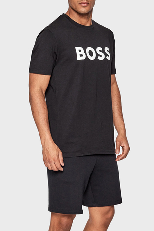 Boss - Boss Regular Fit Logo Baskılı Pamuklu Jarse Erkek T Shirt 50481923 002 SİYAH