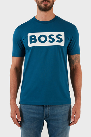 Boss - Boss Renk Değiştiren Logolu Bisiklet Yaka Merserize Pamuklu Regular Fit Erkek T Shirt 50471696 424 PETROL