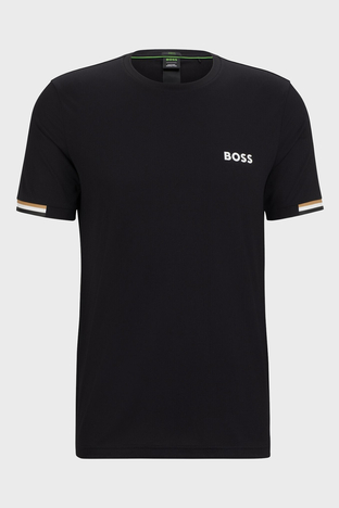 Boss - Boss Şeritli Regular Fit Bisiklet Yaka Erkek T Shirt 50506348 001 SİYAH (1)