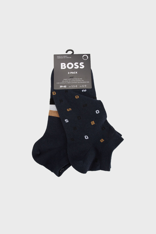 Boss - Boss Streç Pamuklu 2 Pack Erkek Çorap 50516403 401 LACİVERT (1)