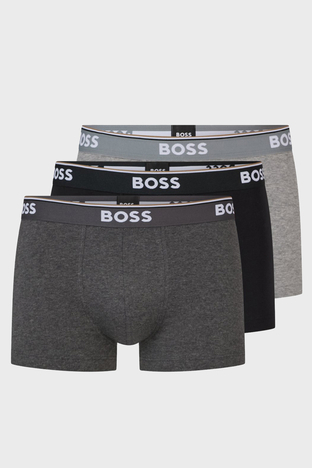 Boss - Boss Streç Pamuklu 3 Pack Erkek Boxer 50475274 061 GRİ-SİYAH