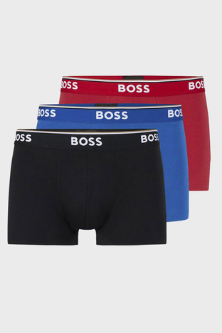Boss - Boss Streç Pamuklu 3 Pack Erkek Boxer 50475274 962 Saks-Siyah-Kırmızı