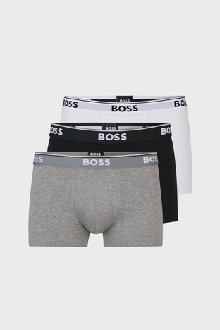 Boss - Boss Streç Pamuklu 3 Pack Erkek Boxer 50475274 999 Siyah-Gri-Beyaz