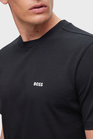 Boss - Boss Streç Pamuklu Bisiklet Yaka Regular Fit Erkek T Shirt 50469057 001 SİYAH (1)