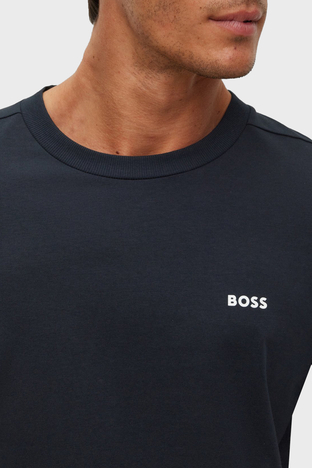 Boss - Boss Streç Pamuklu Bisiklet Yaka Regular Fit Erkek T Shirt 50469057 402 LACİVERT (1)