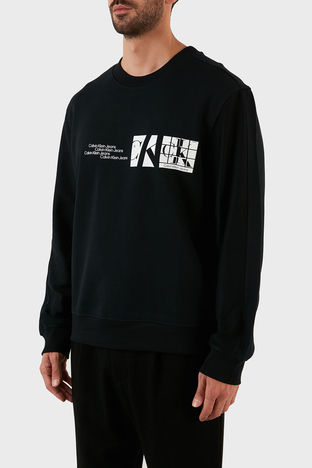 Calvin Klein - Calvin Klein Baskılı Regular Fit Bisiklet Yaka Pamuklu Erkek Sweat J30J320848 BEH SİYAH (1)