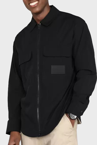 Calvin Klein - Calvin Klein Çift Fermuarlı Çift Cepli Logolu Regular Fit J30J323513BEH Erkek Gömlek J30J323513 BEH SİYAH