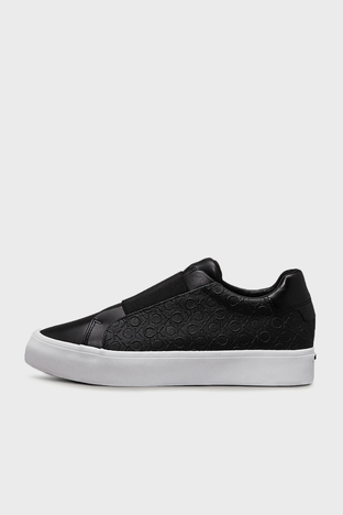 Calvin Klein - Calvin Klein Deri Logolu Sneaker HW0HW02219BEH Bayan Ayakkabı HW0HW02219 BEH SİYAH (1)