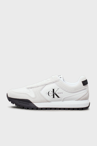 Calvin Klein - Calvin Klein Deri Logolu Sneaker YM0YM0062401W Erkek Ayakkabı YM0YM00624 01W BEYAZ-SİYAH (1)