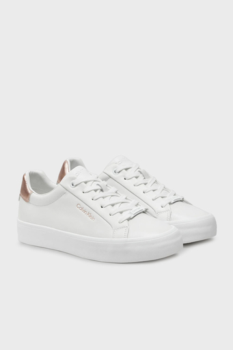 Calvin Klein Deri Sneaker HW0HW021040K6 Bayan Ayakkabı HW0HW02104 0K6 BEYAZ