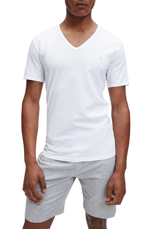 Calvin Klein - Calvin Klein Pamuklu V Yaka 2 Pack Erkek T Shirt 000NB2408A 100 BEYAZ (1)