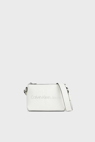 Calvin Klein - Calvin Klein Fermuarlı Ayarlanabilir Çapraz Askılı K60K6106810LI Bayan Çanta K60K610681 0LI BEYAZ-GÜMÜŞ