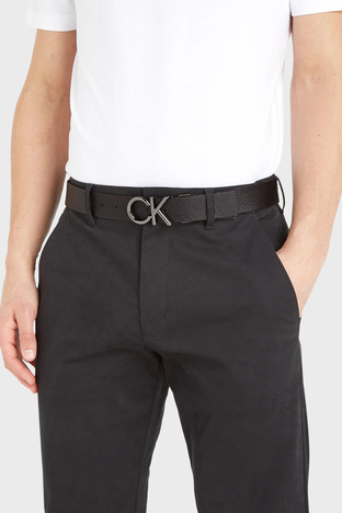 Calvin Klein - Calvin Klein Hakiki Deri Logolu K50K510948BAX Erkek Kemer K50K510948 BAX SİYAH (1)