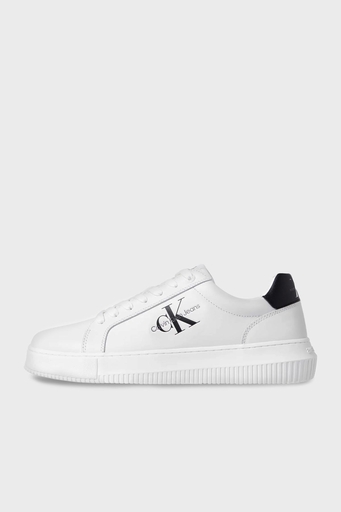 Calvin Klein Hakiki Deri Logolu Sneaker YM0YM006810LD Erkek Ayakkabı YM0YM00681 0LD BEYAZ-SİYAH