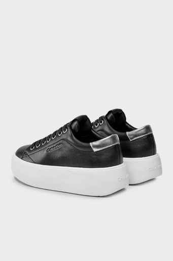 Calvin Klein Kalın Tabanlı Deri Sneaker HW0HW018610GN Bayan Ayakkabı HW0HW01861 0GN SİYAH-GÜMÜŞ