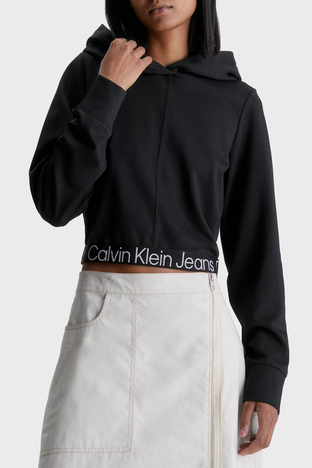 Calvin Klein - Calvin Klein Kapüşonlu Regular Fit Crop J20J221413BEH Bayan Sweat J20J221413 BEH SİYAH