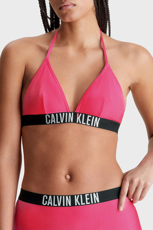 Calvin Klein - Calvin Klein Logo Bantlı Çıkarılabilir Dolgulu Üçgen KW0KW01967XI1 Bayan Bikini Üstü KW0KW01967 XI1 PEMBE