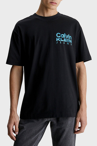 Calvin Klein - Calvin Klein Logo Baskılı Bisiklet Yaka Pamuklu Regular Fit J30J324225BEH Erkek T Shirt J30J324225 BEH SİYAH