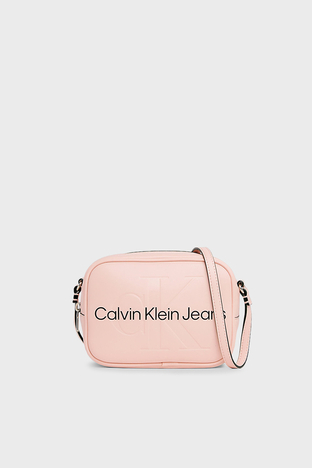 Calvin Klein - Calvin Klein Logo Baskılı Fermuarlı Ayarlanabilir Askılı K60K610275TFT Bayan Çanta K60K610275 TFT PUDRA