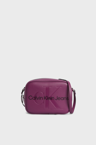 Calvin Klein - Calvin Klein Logo Baskılı Fermuarlı Ayarlanabilir Askılı K60K610275VAC Bayan Çanta K60K610275 VAC BORDO