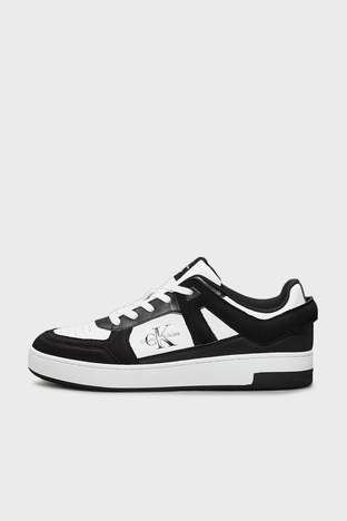 Calvin Klein - Calvin Klein Logo Baskılı Hakiki Deri Sneaker YM0YM011100GM Erkek Ayakkabı YM0YM01110 0GM SİYAH-BEYAZ (1)