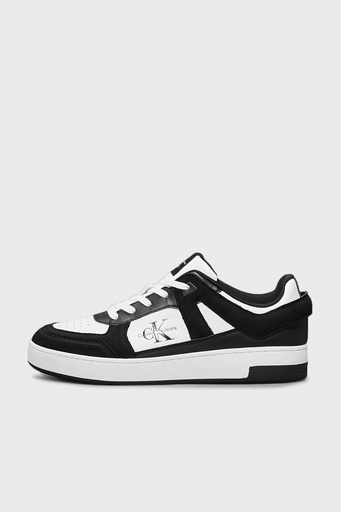 Calvin Klein Logo Baskılı Hakiki Deri Sneaker YM0YM011100GM Erkek Ayakkabı YM0YM01110 0GM SİYAH-BEYAZ