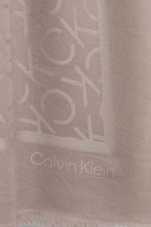 Calvin Klein - Calvin Klein Logo Baskılı Jakarlı 120 x 120 cm Modal K60K612880PE1 Bayan Eşarp K60K612880 PE1 PUDRA (1)