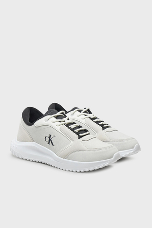 Calvin Klein - Calvin Klein Logo Baskılı Sneaker YM0YM011450LF Erkek Ayakkabı YM0YM01145 0LF BEYAZ-SİYAH (1)