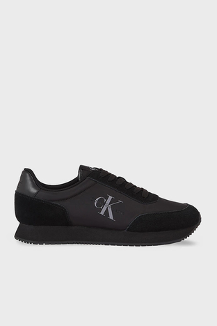 Calvin Klein - Calvin Klein Logo Baskılı Süet Kaplamalı Sneaker YM0YM007460GT Erkek Ayakkabı YM0YM00746 0GT SİYAH