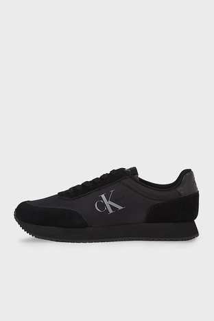 Calvin Klein - Calvin Klein Logo Baskılı Süet Kaplamalı Sneaker YM0YM007460GT Erkek Ayakkabı YM0YM00746 0GT SİYAH (1)