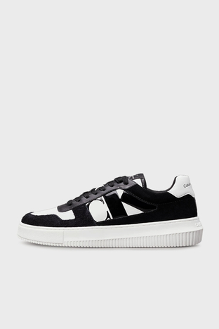 Calvin Klein - Calvin Klein Logo Baskılı Süet Sneaker YM0YM011220GM Erkek Ayakkabı YM0YM01122 0GM SİYAH-BEYAZ (1)