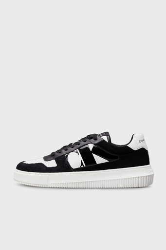 Calvin Klein Logo Baskılı Süet Sneaker YM0YM011220GM Erkek Ayakkabı YM0YM01122 0GM SİYAH-BEYAZ