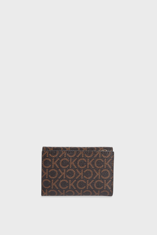 Calvin Klein - Calvin Klein Logo Desenli Metalik Logolu K60K6113240HD Bayan Cüzdan K60K611324 0HD KAHVE (1)