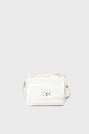 Calvin Klein - Calvin Klein Logolu Ayarlanabilir Omuz Askılı K60K610921YAL Bayan Çanta K60K610921 YAL BEYAZ