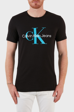 Calvin Klein - Calvin Klein Logolu Slim Fit Bisiklet Yaka % 100 Pamuk Erkek T Shirt J30J320806 0GO SİYAH